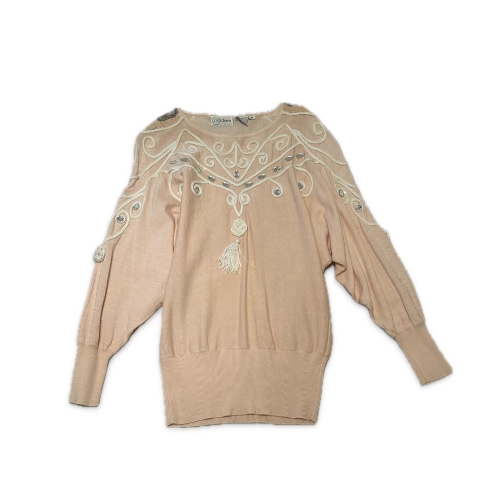 Vintage 80s 90s Pastel Light Pink Sweater | Size: M